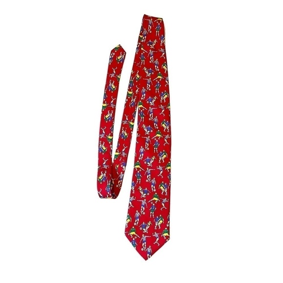 Red Silk Soccer Theme Tie ❤️ - Picture 1 of 6
